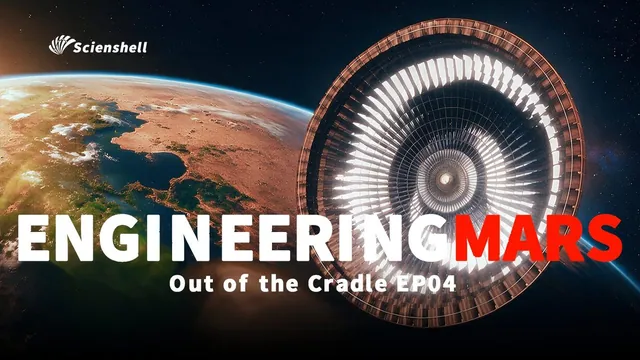 Orbital infrastructure and a transformed Mars in Engineering Mars, a speculative Scienshell film.